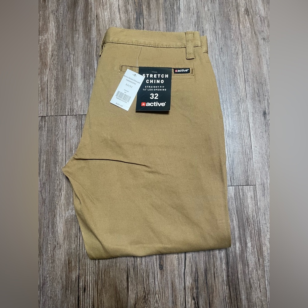 Active Khaki Stretch Chino Pants for Men